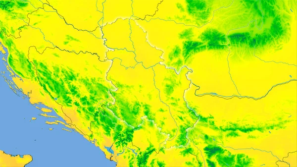 Area Della Serbia Sulla Mappa Annuale Della Temperatura Nella Proiezione — Foto Stock