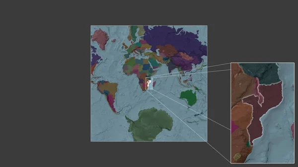 Mozambik Genişletilmiş Genişletilmiş Alanı Çerçevelerin Köşelerini Birbirine Bağlayan Kurşun Çizgilerle — Stok fotoğraf