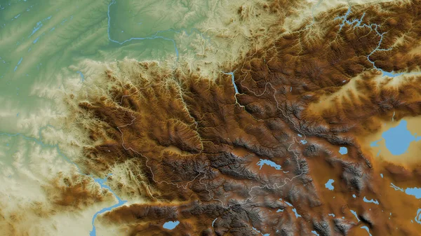 Gorno Altay 俄罗斯共和国 五彩斑斓的湖泊和河流 形状与它的国家相对应 3D渲染 — 图库照片