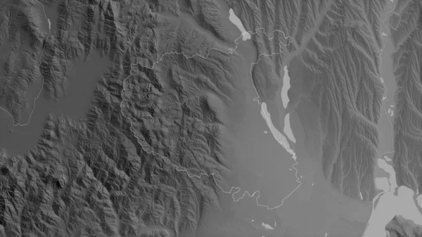 ルーマニア ルーマニアの郡 湖や川とグレースケールの地図 形状は その国の領域に対して概説 3Dレンダリング — ストック写真