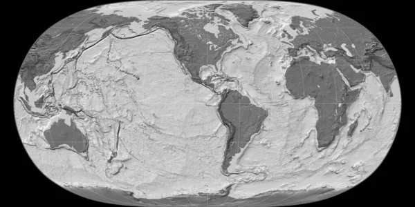 Světová Mapa Projekci Natural Earth Soustředila Západní Délky Bilevel Topografická — Stock fotografie