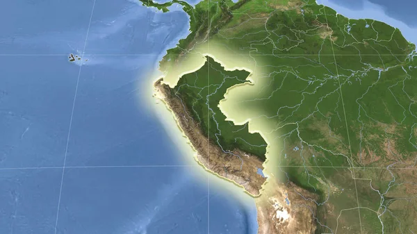 Peru Jeho Okolí Vzdálená Šikmá Perspektiva Zářil Tvar Satelitní Snímky — Stock fotografie