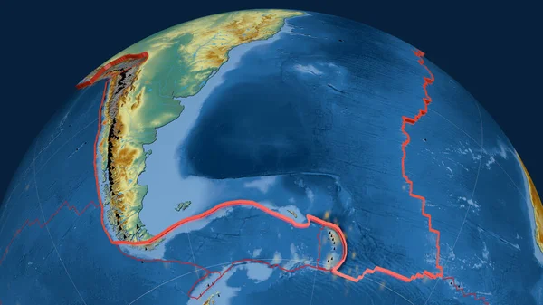 Plaque Tectonique Amérique Sud Extrudée Sur Globe Carte Topographique Relief — Photo