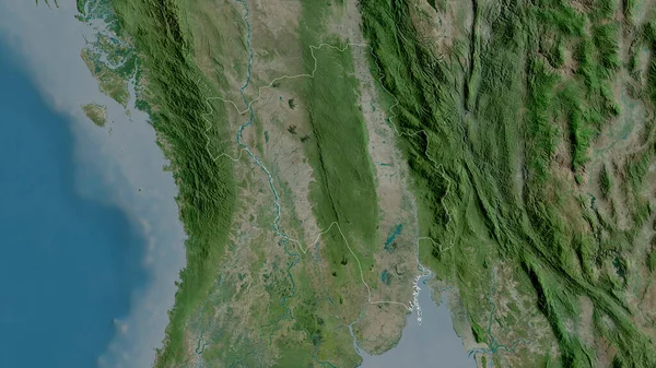 Bago Divizia Myanmar Imagini Prin Satelit Forma Conturată Împotriva Zonei — Fotografie, imagine de stoc