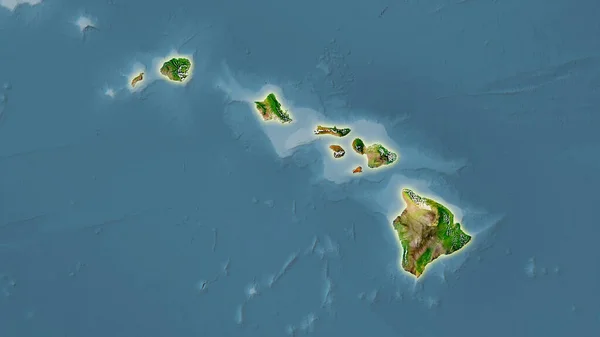 États Unis Hawaii Zone Sur Carte Satellite Dans Projection Stéréographique — Photo