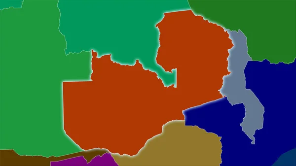 Sambia Gebiet Auf Der Karte Der Verwaltungsbezirke Der Stereographischen Projektion — Stockfoto