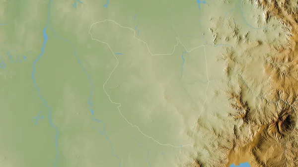 Qadarif State Sudan Colored Shader Data Lakes Rivers Shape Outlined — Stock Photo, Image
