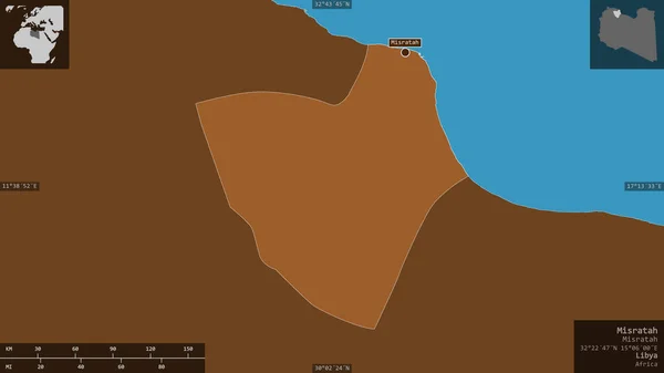 ミスラタ リビアの地区 湖や川でパターン化された固体 有益なオーバーレイとその国の領域に対して提示形状 3Dレンダリング — ストック写真
