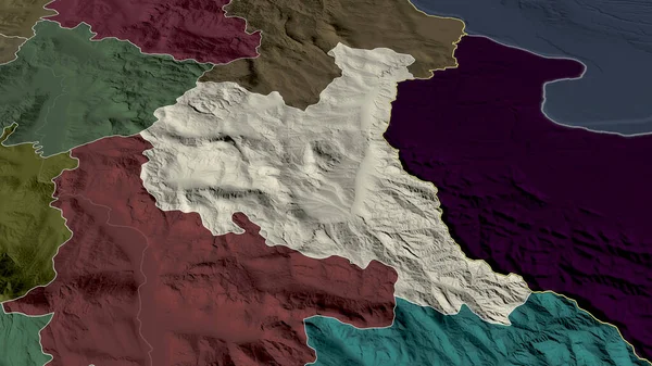 Zajecarski Distrito Sérvia Ampliou Destacou Mapa Colorido Esburacado Divisão Administrativa — Fotografia de Stock