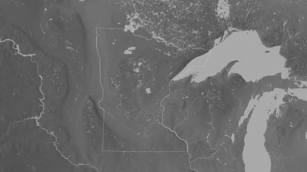 Minnesota Estado Estados Unidos Mapa Escala Grises Con Lagos Ríos — Foto de Stock