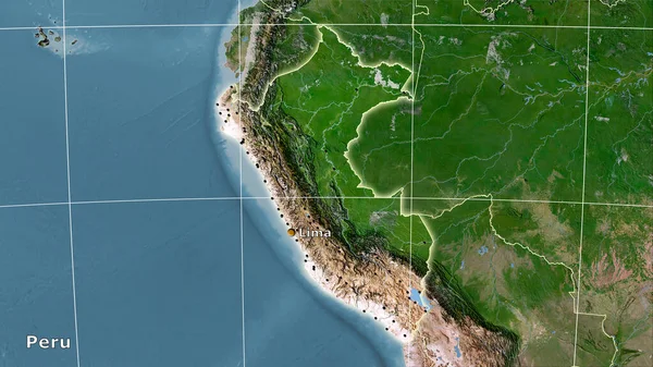 Перу Площадь Спутниковой Карте Стереографической Проекции Основная Композиция — стоковое фото