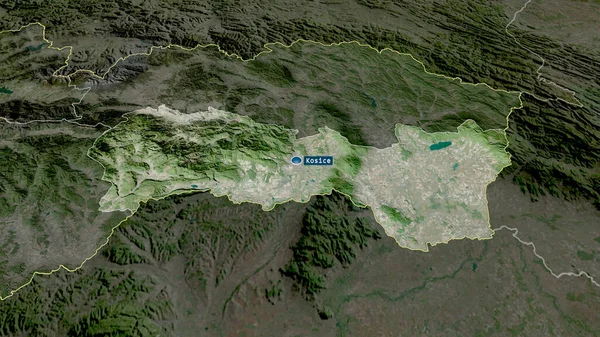 Косицкий Регион Словакии Увеличенный Выделенный Столицей Спутниковые Снимки Рендеринг — стоковое фото