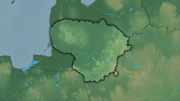Área Lituânia Mapa Topográfico Relevo Projeção Estereográfica Composição Bruta Das — Fotografia de Stock