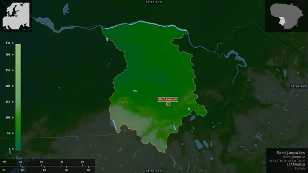 Marijampoles County Lithuania Colored Shader Data Lakes Rivers Shape Presented — Stock Photo, Image