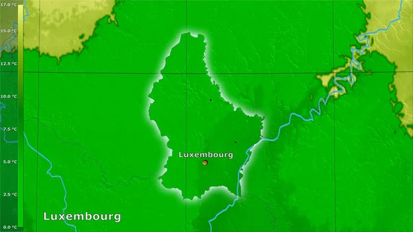 Temperatura Media Del Cuarto Más Cálido Zona Luxemburgo Proyección Estereográfica —  Fotos de Stock