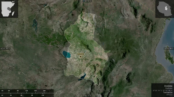 Dodoma Region Von Tansania Satellitenbilder Gestalt Die Sich Mit Informativen — Stockfoto