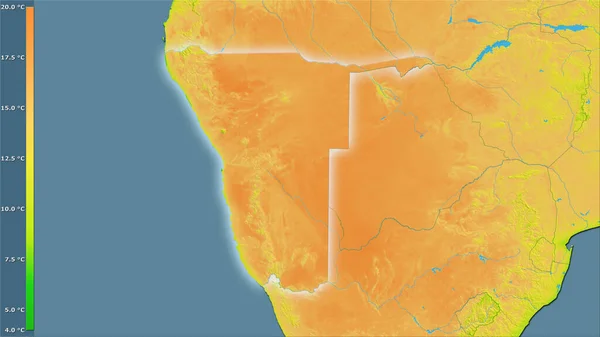 Variación Media Temperatura Diurna Dentro Del Área Namibia Proyección Estereográfica — Foto de Stock
