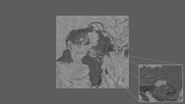 Расширенная Увеличенная Территория Словакии Добытая Крупномасштабной Карты Мира Ведущими Линиями — стоковое фото