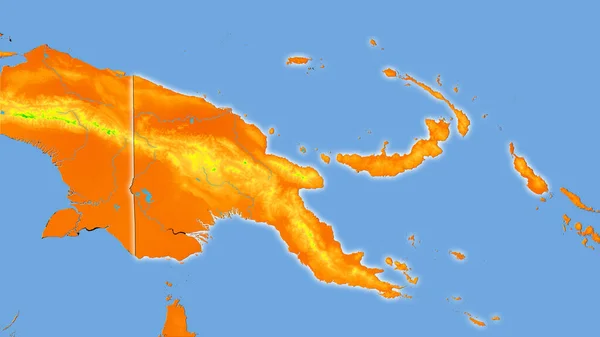 Papua Nya Guinea Område Den Årliga Temperaturkartan Stereografisk Projektion Sammansättning — Stockfoto