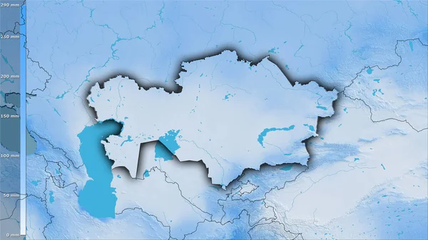 Précipitation Mois Humide Dans Région Kazakhstan Dans Projection Stéréographique Avec — Photo