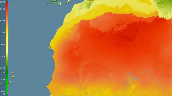 Temperatura Media Del Cuarto Más Cálido Dentro Del Área Mauritania —  Fotos de Stock