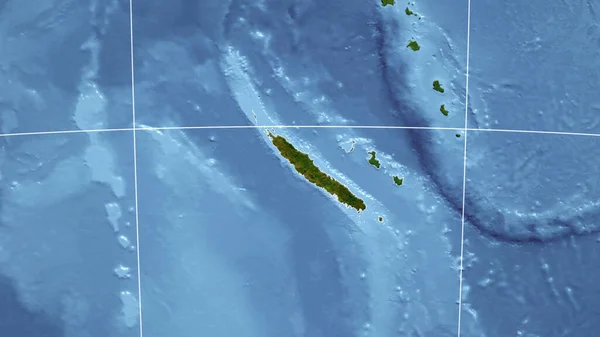Nowa Kaledonia Sąsiedztwo Odległa Perspektywa Zarysem Kraju Obrazy Satelitarne — Zdjęcie stockowe