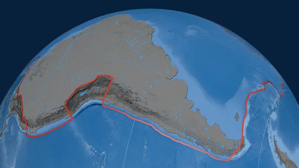 Τεκτονική Πλάκα Της Νότιας Αμερικής Περιγράφεται Στην Υδρόγειο Τοπογραφία Και — Φωτογραφία Αρχείου