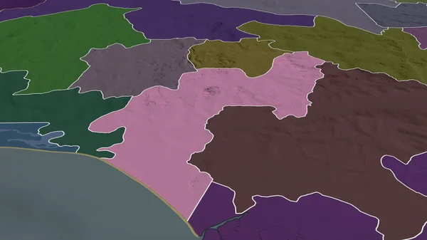 Ондо Штат Нигерия Увеличен Выделен Цветная Карта Административного Деления Рендеринг — стоковое фото