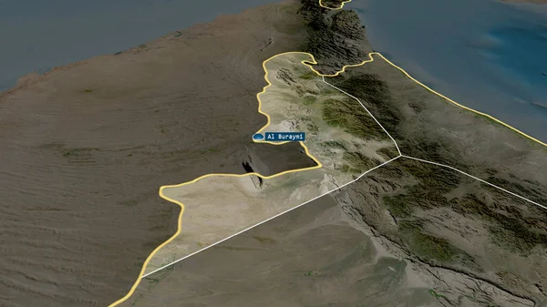 Buraymi Regione Dell Oman Ingrandita Evidenziata Con Capitale Immagini Satellitari — Foto Stock