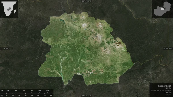Copperbelt Επαρχία Της Ζάμπια Δορυφορικές Εικόνες Σχήμα Που Παρουσιάζεται Ενάντια — Φωτογραφία Αρχείου