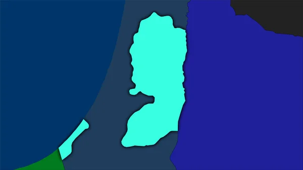 Área Palestina Mapa Divisões Administrativas Projeção Estereográfica Composição Bruta Camadas — Fotografia de Stock