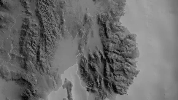 Compostela Valley Province Philippines Grayscaled Map Lakes Rivers Shape Outlined — Stock Photo, Image