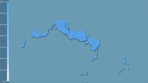 Årlig Nederbörd Inom Turks Och Caicosöarna Området Stereografisk Projektion Med — Stockfoto