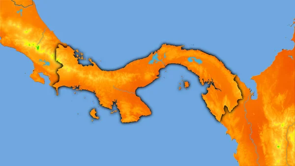 立体投影中的年温度图上的巴拿马地区 具有暗发光轮廓的栅格层的原始成分 — 图库照片