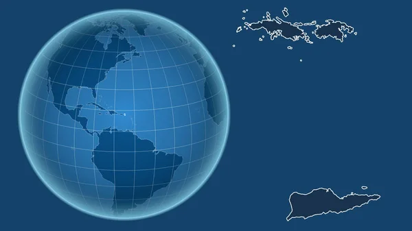 United States Virgin Islands Globe Shape Country Zoomed Map Its — Stock Photo, Image