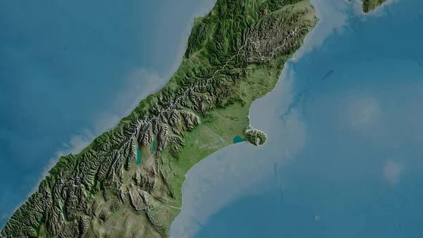 Canterbury Conselho Regional Nova Zelândia Imagens Satélite Forma Delineada Contra — Fotografia de Stock