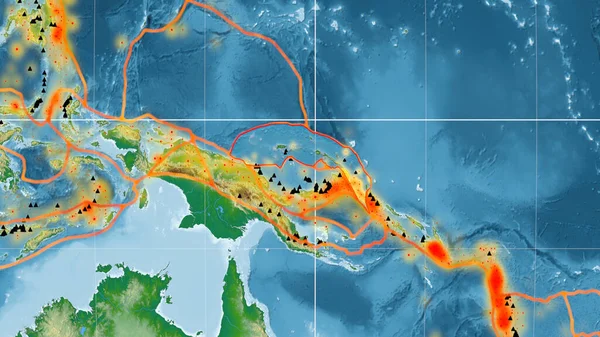 Placa Tectônica Bismarck Norte Delineada Mapa Físico Cor Global Projeção — Fotografia de Stock