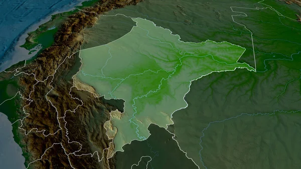 Лорето Регион Перу Увеличенный Выделенный Основные Физические Особенности Ландшафта Рендеринг — стоковое фото