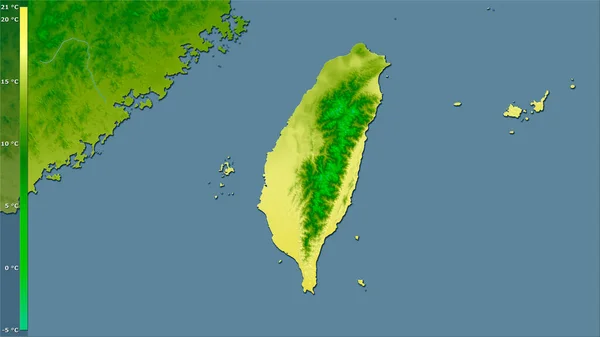 Gemiddelde Temperatuur Van Het Koudste Kwartaal Het Taiwanese Gebied Stereografische — Stockfoto