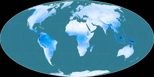 Παγκόσμιος Χάρτης Στην Προβολή Mollweide Επικεντρωμένος Στο Ανατολικό Γεωγραφικό Μήκος — Φωτογραφία Αρχείου