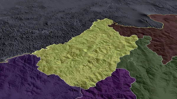 Chagang Provincia Corea Del Norte Acercó Destacó Mapa Coloreado Tocado — Foto de Stock