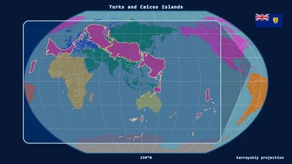 Zoomed Widok Turks Caicos Islands Zarysować Linii Perspektywy Wobec Globalnej — Zdjęcie stockowe