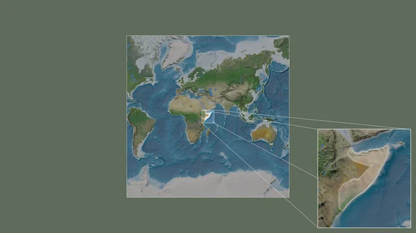 Expanded Enlarged Area Somalia Extracted Large Scale Map World Leading — Stock Photo, Image