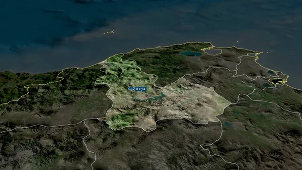Beja Gouvernorat Tunisie Zoomé Mis Évidence Avec Capitale Imagerie Satellite — Photo
