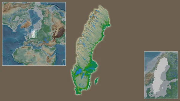 Primer Plano Suecia Ubicación Región Centro Mapa Mundial Gran Escala — Foto de Stock