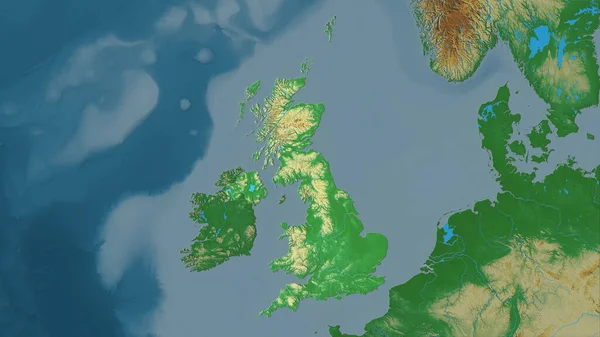 Área Reino Unido Mapa Topográfico Relevo Projecção Estereográfica Composição Bruta — Fotografia de Stock
