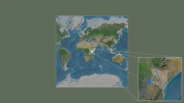 Área Expandida Ampliada Quênia Extraída Mapa Grande Escala Mundo Com — Fotografia de Stock