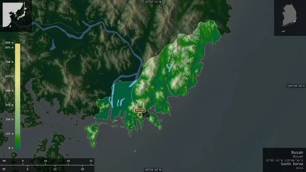 Busan Großstadt Südkoreas Farbige Shader Daten Mit Seen Und Flüssen — Stockfoto