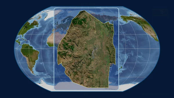Zoomed View Swaziland Outline Perspective Lines Global Map Kavrayskiy Projection — Stock Photo, Image