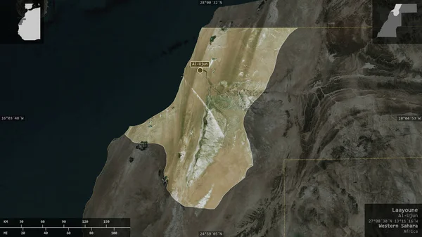 Λααγιούνε Επαρχία Δυτικής Σαχάρας Δορυφορικές Εικόνες Σχήμα Που Παρουσιάζεται Ενάντια — Φωτογραφία Αρχείου